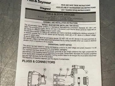 Used PASS & SEYMOUR LEGRAND PS460P9W Bus Bars & Plugs Ohio US | HGR 24 #1489740