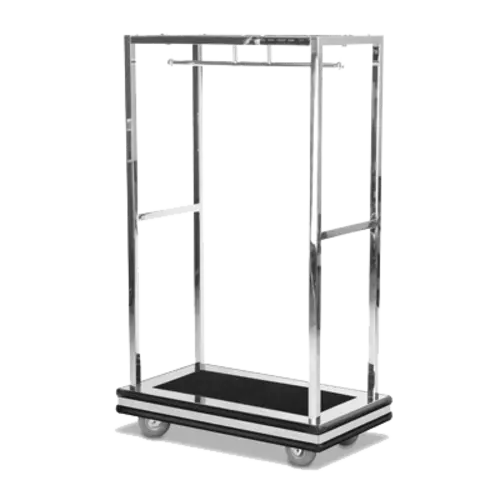 Forbes Industries Luggage Cart w/ Hanger Bar - 44"L x 25 1/2"W x 72"H, Polished Steel (2545DB)