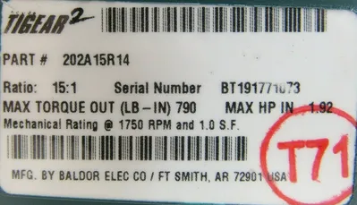 NEW DODGE 202A15R14 TIGEAR-2 REDUCER 15:1