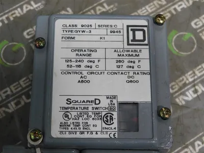 Square D 9025 GYW-3 Temperature Switch Series C 600VAC 125-240°F Used