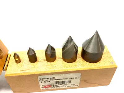 USED KEO STRAIGHT SHANK COUNTERSINK SET, 1/4" TO 1" DIA, 1-FLUTE 5 PCS