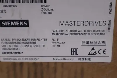 NEW SIEMENS 6SE7021-3TP60-Z AC DRIVE SIMOVERT MASTERDRIVE VECTOR CONTROL #5137