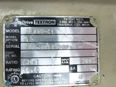 Cone Drive MHU25-C1 Worm Gearbox 30:1 Reducer 58rpm 140TC