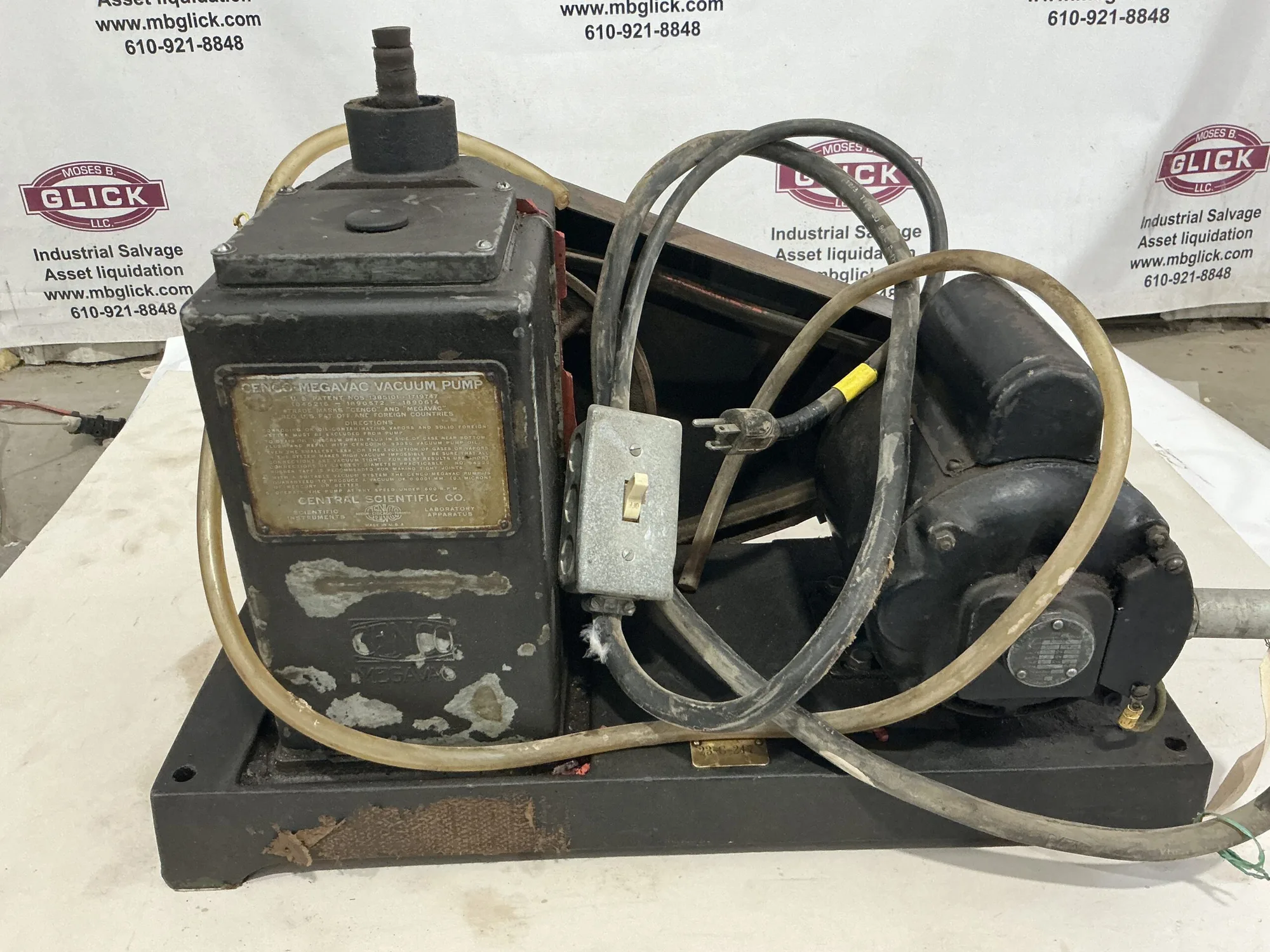 Vintage Cenco Megavac Vacuum Piston Pump GE 1/3 Hp motor Single phase
