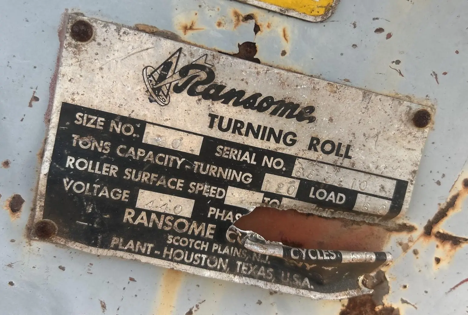 120 TON (240,000 LBS) RANSOME PANDJIRIS POWERED TANK TURNING ROLLS, POWER & IDLER: STOCK #23143