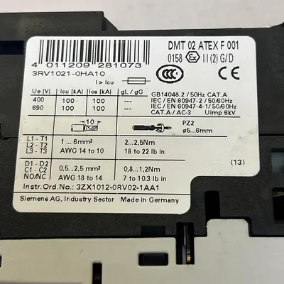 USED SIEMENS 3RV1021-0HA10