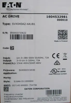 NEW EATON SVX040A2-4A1B1 AC DRIVE 50HP SVX040A24A1B1