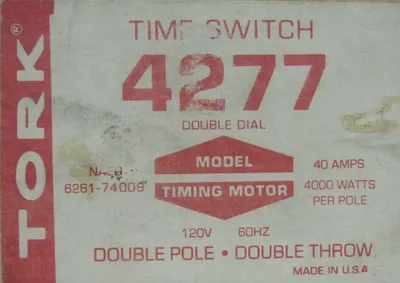 NEW TORK 4277 TIME SWITCH HOURMASTER SERIES