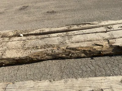 (2) Used Wood Crane Mats, approx. 18’ long, 40” and 47” widths, approx. 8” thick, showing wear