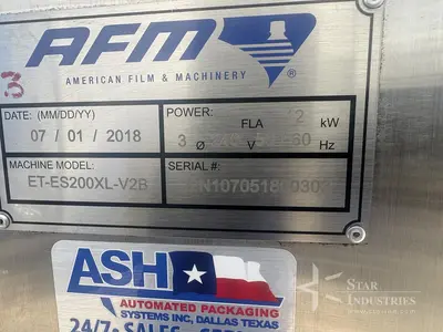 Used 2018 AFM ET-ES200XL-V2B Shrink Tunnels | Star Industries #1253380
