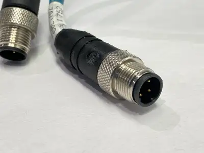 USED LUMBERG AUTOMATION SHIELDED DOUBLE ENDED CORDSET M12 MALE 4-PIN