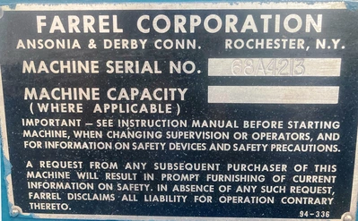 FARREL 8”X16” MILL, ITEM # 1958