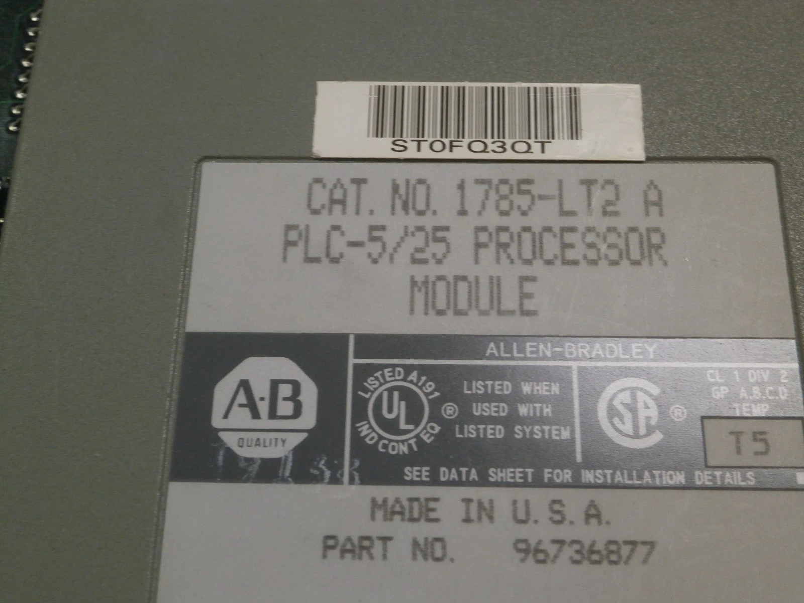 USED Allen-Bradley 1785-LT2 -A FIRM WARE L