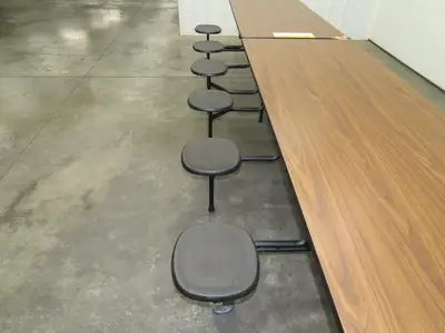 Uline H-9855MAP Mobile Cafeteria Table 12' L 30" W Rectangular 12 Stool Lunch