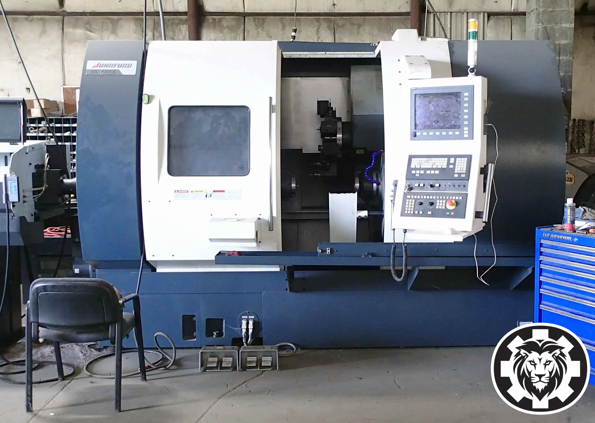 Johnford SL-500A CNC Turning Center Lathe, 2018- Y Axis, Live Tools, 4" Bar, Sub Spindle, 12’ Bar Feeder