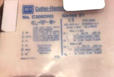 NEW CUTLER HAMMER AN16BN0 THERMAL OVERLOAD RELAY C306DN3