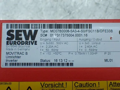 Used SEW EURODRIVE MC07B00085A34SO Servo Drives | HGR 24 #744315
