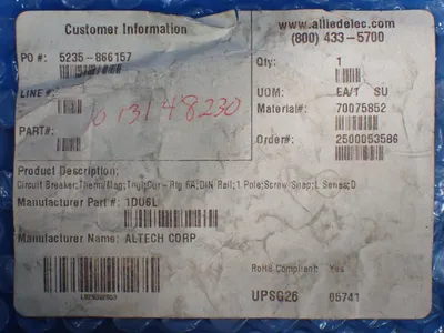 Used ALTECH 1DU6L Circuit Breakers Ohio US | HGR 24 #1129890