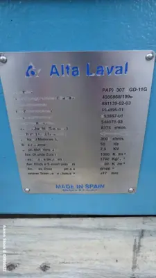 USED ALFA LAVAL PAPX 307 SGD-11G