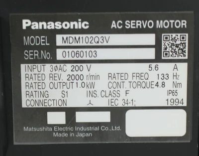 Used PANASONIC MDM102Q3V Servo Motors Kentucky US | Industrial Parts R Us Inc. #357349