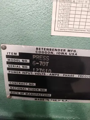2010 BETENBENDER 6-70T Fabricating/Presses, Press-Brake | Machinery Central (10)