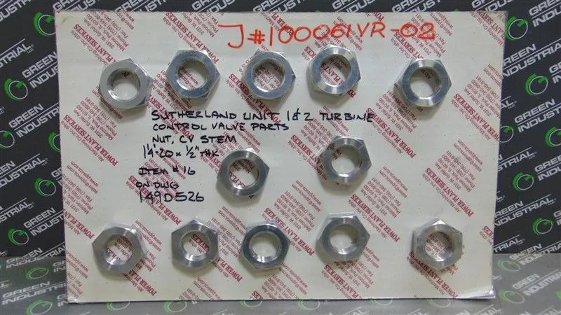 Lot of 12 Power Plant Services Control Valve Stem Nuts New