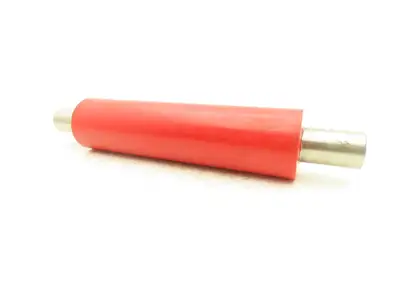 2"x 8" Red Polyurethane Conveyor Roller 1" Stainless Threaded Shaft  Lot of 3