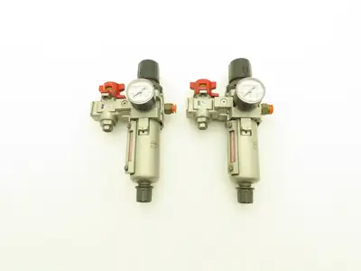 SMC Pneumatic Air Filter Regulator With Lock Out Valve 150 PSI Lot of 2