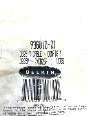 New | in-Stock BELKIN SPLITTING Y CABLE ASSEMBLY DB25M TO 2X DB25F Cable & Wire | Maverick Industrial Sales #1106614