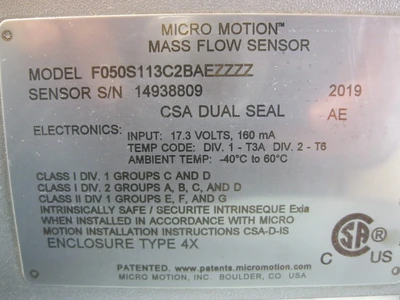 USED Micro Motion F050S113C2BAEZZZZ