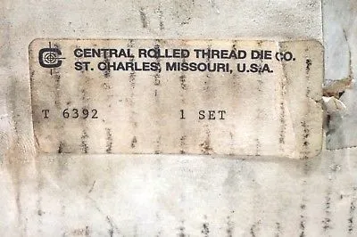 1 SET NEW CENTRAL ROLLED THREAD DIE CO. T 6392 THREAD DIE 40C10