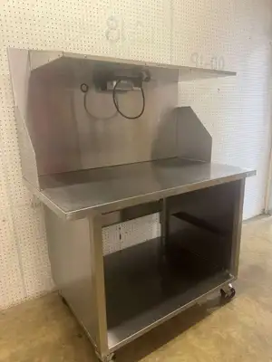 Used Marshall Used 48" Stainless Table with Marshall 176050-2 Heated Over Shelf - 120V Food Prep Tables Illinois US | Falcon Restaurant Supply #1374784