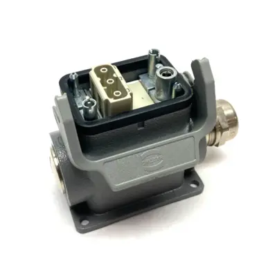 USED HARTING HAN 6B-ASG2-LB-M25 CONNECTOR HOOD W/ FRAME & INSERTS
