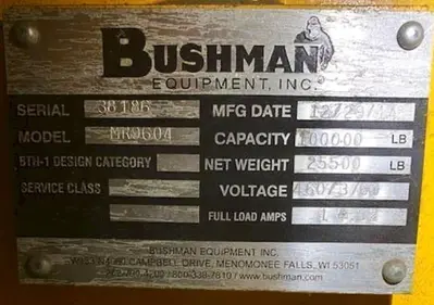 USED BUSHMAN MR9604