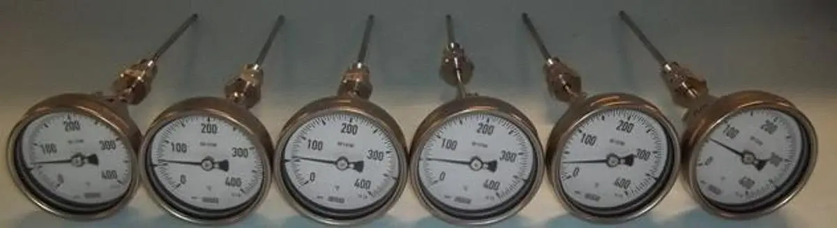 QTY. 6. WIKA 9" STAINLESS STEEL STEM THERMOMETER, ...