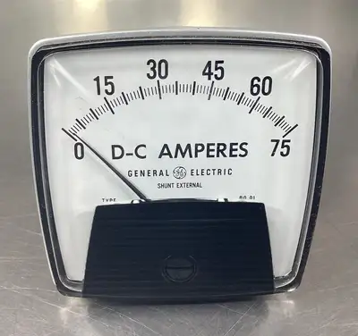 GENERAL ELECTRIC 50-162121GBPB6 DC AMP PANEL METER 0-75A 5E-16