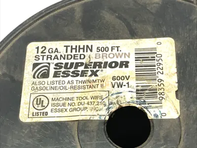 Used Essex 12Ga. THHN Stranded Brown Wire 600V 3lbs 5.6oz Cable & Wire Michigan US | Maverick Industrial Sales #1518249