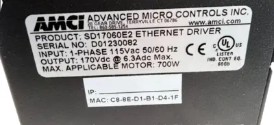 NEW ADVANCED MICRO CONTROLS SD17060E2 ETHERNET DRIVER