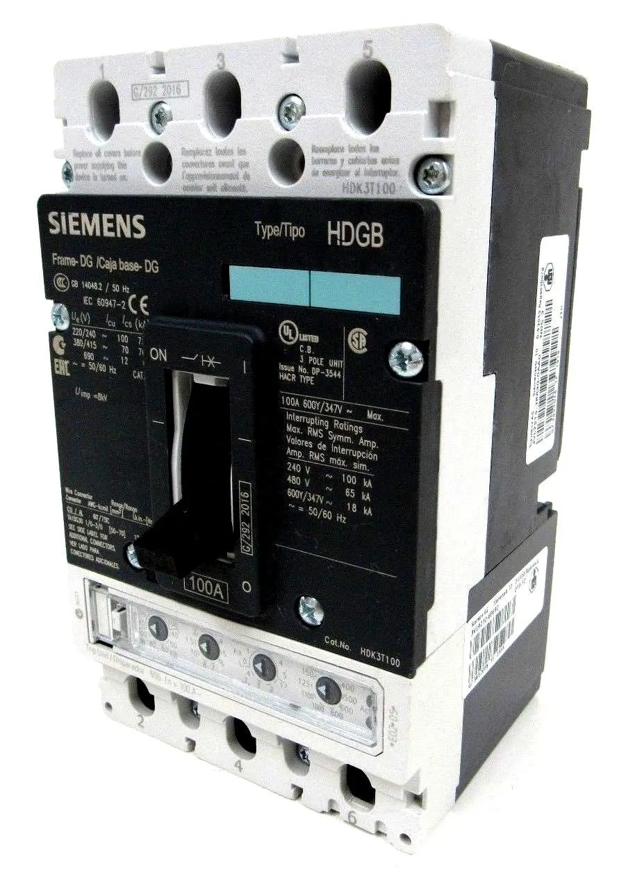 NEW SIEMENS HDK3T100 CIRCUIT BREAKER HDGB 100A 3 POLE 480V