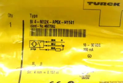 NEW TURCK BI4-M12K-AP6X-H1141 INDUCTIVE SENSOR 4607082 TURCK BI4M12KAP6XH1141
