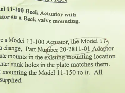 Harold Beck & Sons 20-2811-01 Adaptor Plate Assembly 10-1/8"x 8-3/8"