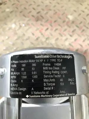 Sumitomo RNYMS02-1220A-G1-50 1/4HP Gear Drive/Speed Reducer 35RPM 50:1 190V 3PH
