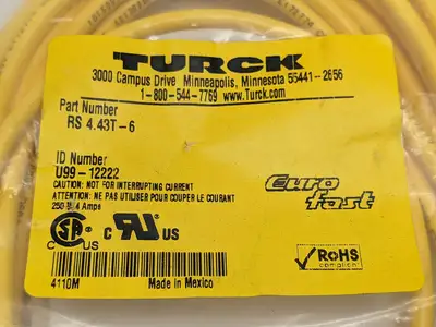 RS 4.43T-6,U99-12222 | Turck RS 4.43T-6 EuroFast Cable Cordset U99-12222 - New