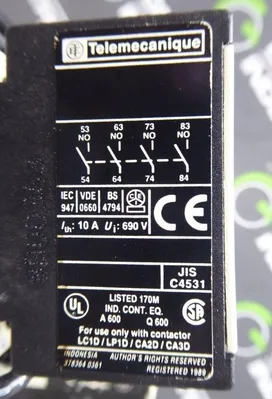7.5 HP Telemecanique LP1 D 0910 Reversing Contactor Assembly 1000 V 8 kV Used