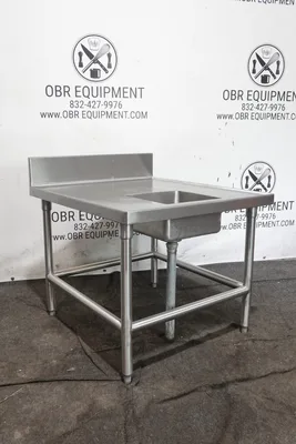 36”x30” STAINLESS STEEL ONE COMPARTMENT COMMERCIAL PREP SINK WITH BACKSPLASH