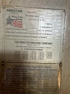 USED 1993 MINSTER E2-300-60-36