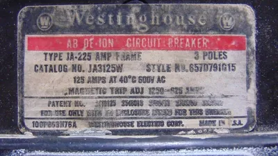 Westinghouse JA3125W Circuit Breaker 600VAC Used