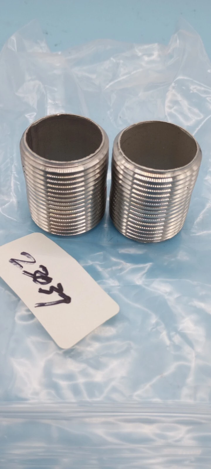 LOT OF 2 SS  UNION NIPPLES 1 1/8" WIDE X 1  1/2 " LONG