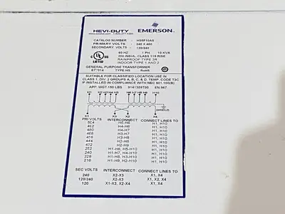 New | in-Stock Emerson Encapsulated Transformer 1-Phase 240X480-120/240 10kVA Transformers Michigan US | Maverick Industrial Sales #1402395
