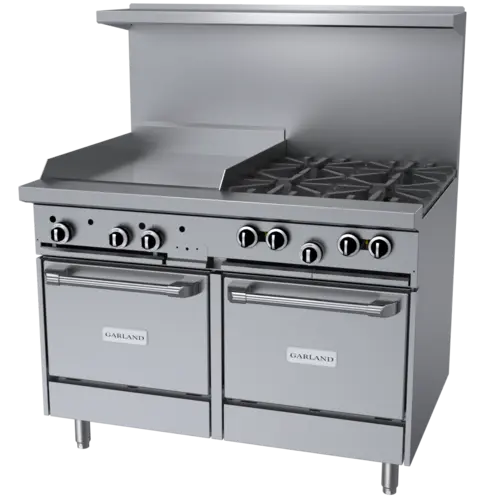 Garland G48-4G24LL 48" 4 Burner Gas Range w/ Griddle & (2) Space Saver Ovens, Natural Gas